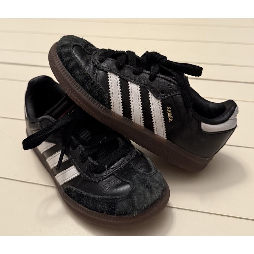 Adidas Youth Samba Classic Black Leather Shoes Sneakers TD Sz 11 K Kids